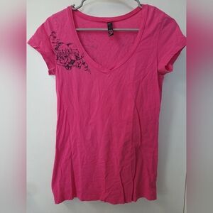 Metal Mulisha Women's Pink V-neck Top